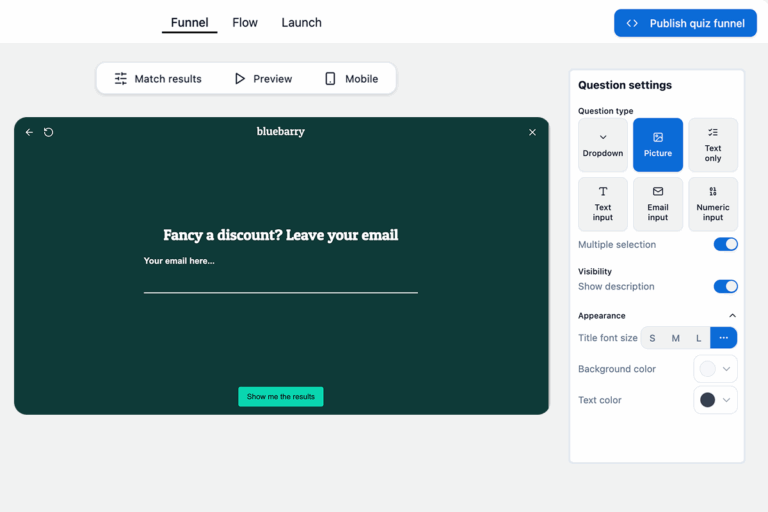 leave email in quiz
