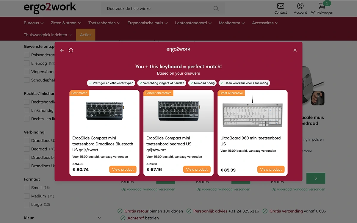 Ergo2Work example quiz popup