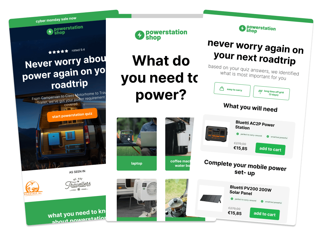 Powerstationshop quiz funnel matching shoppers to the right power station