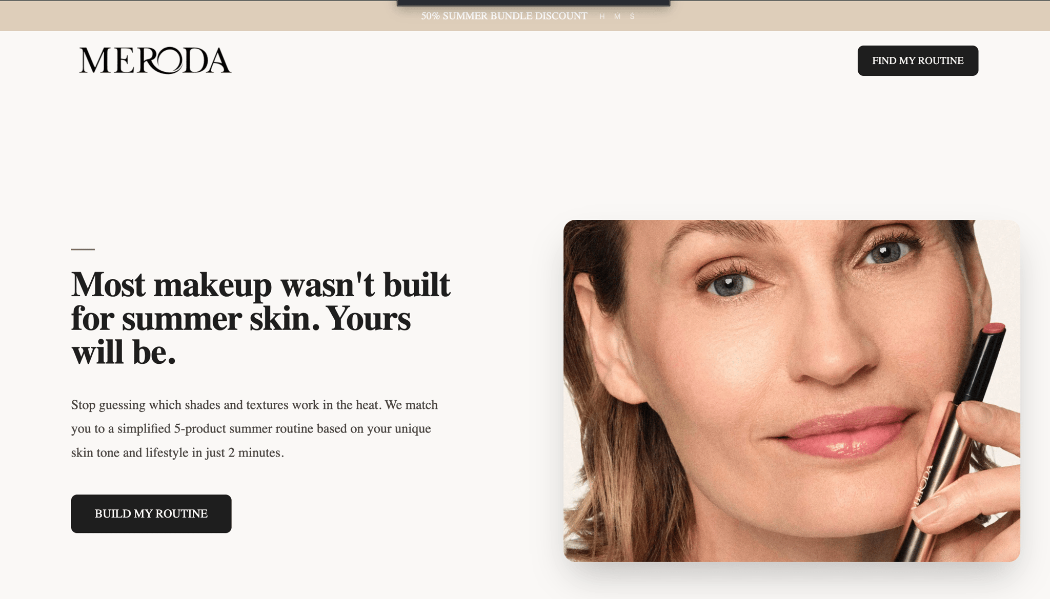 Meroda quiz funnel landing page built to send paid traffic into a guided quiz