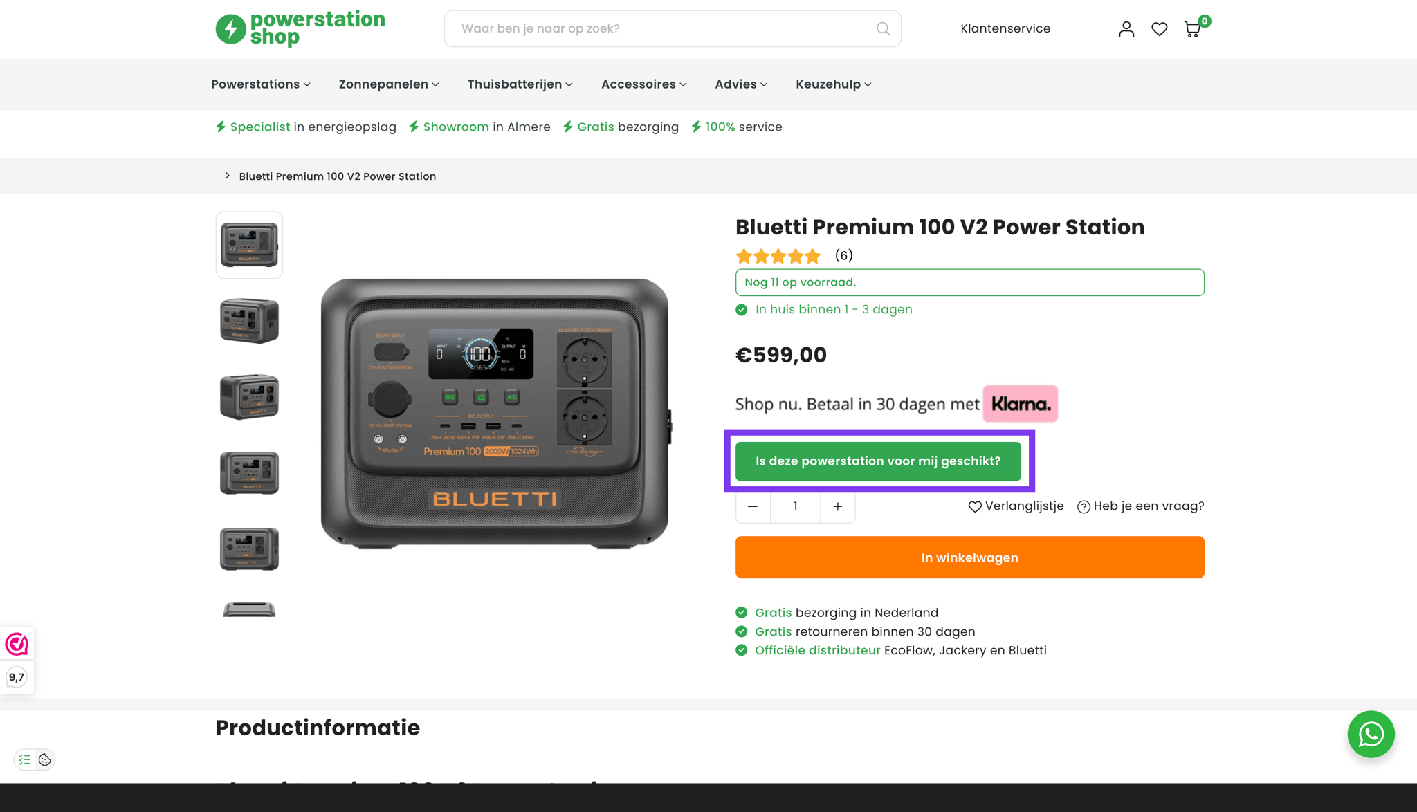 Powerstationshop product page quiz helping shoppers pick the right power station