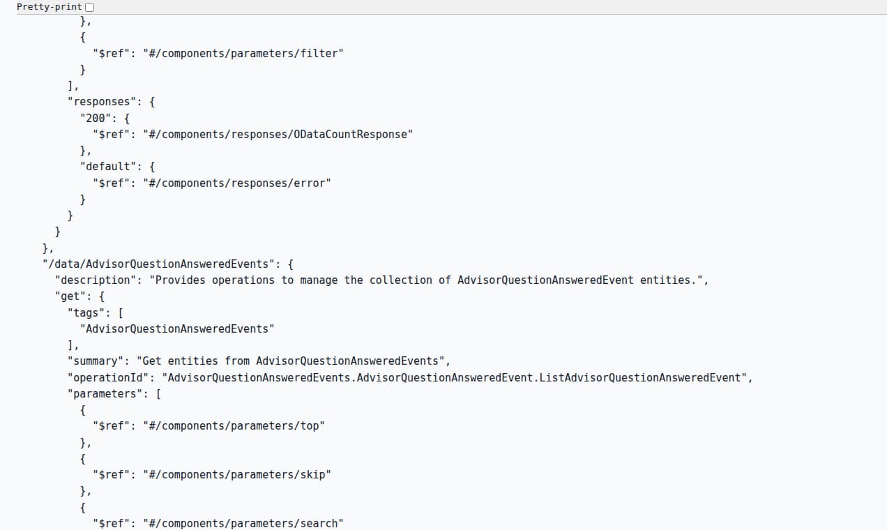 OpenAPI section for AdvisorQuestionAnsweredEvents.