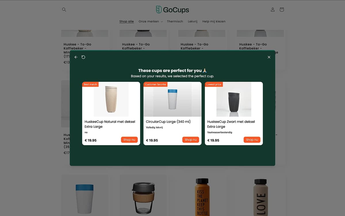 GoCups quiz customization example