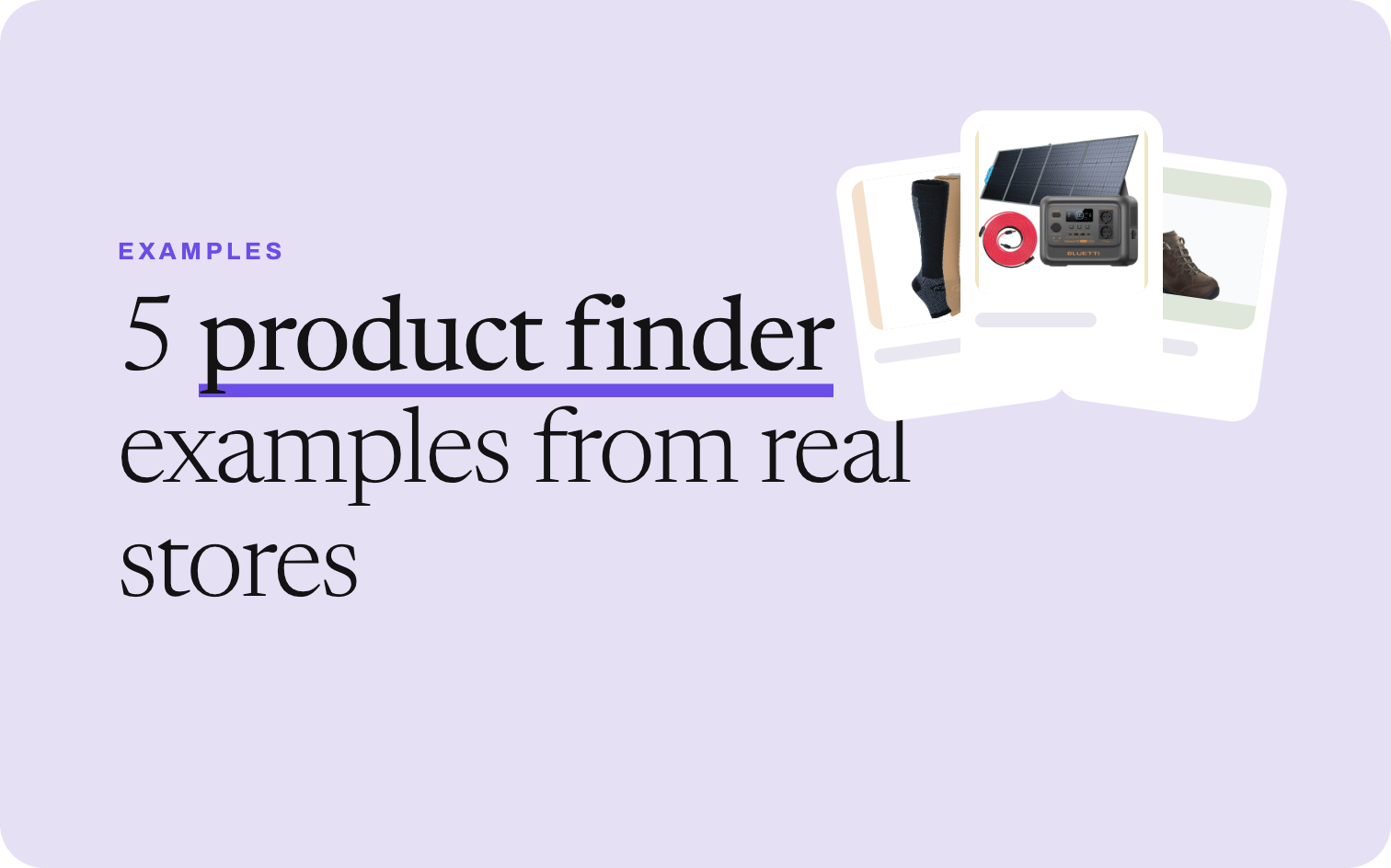 Cover visual for five product finder examples from real stores