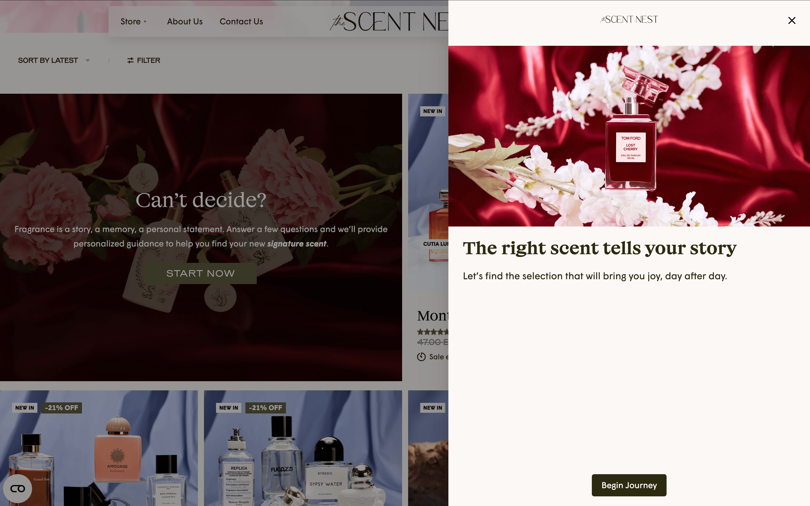 Scent profile quiz funnel for fragrance eCommerce