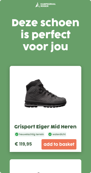 Quiz funnel result page example