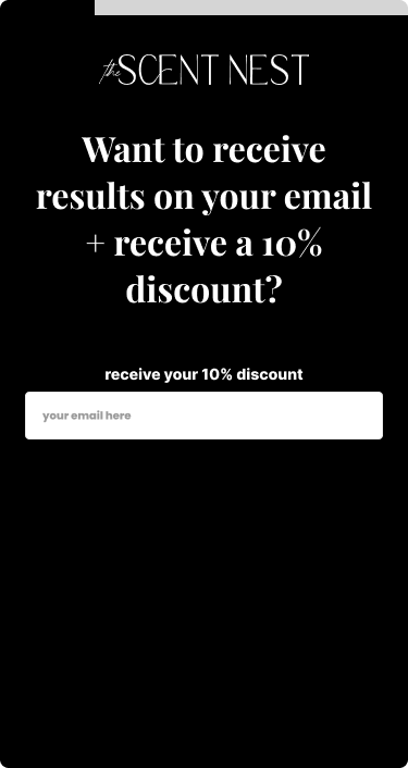 Scent Nest email capture page for personalized marketing