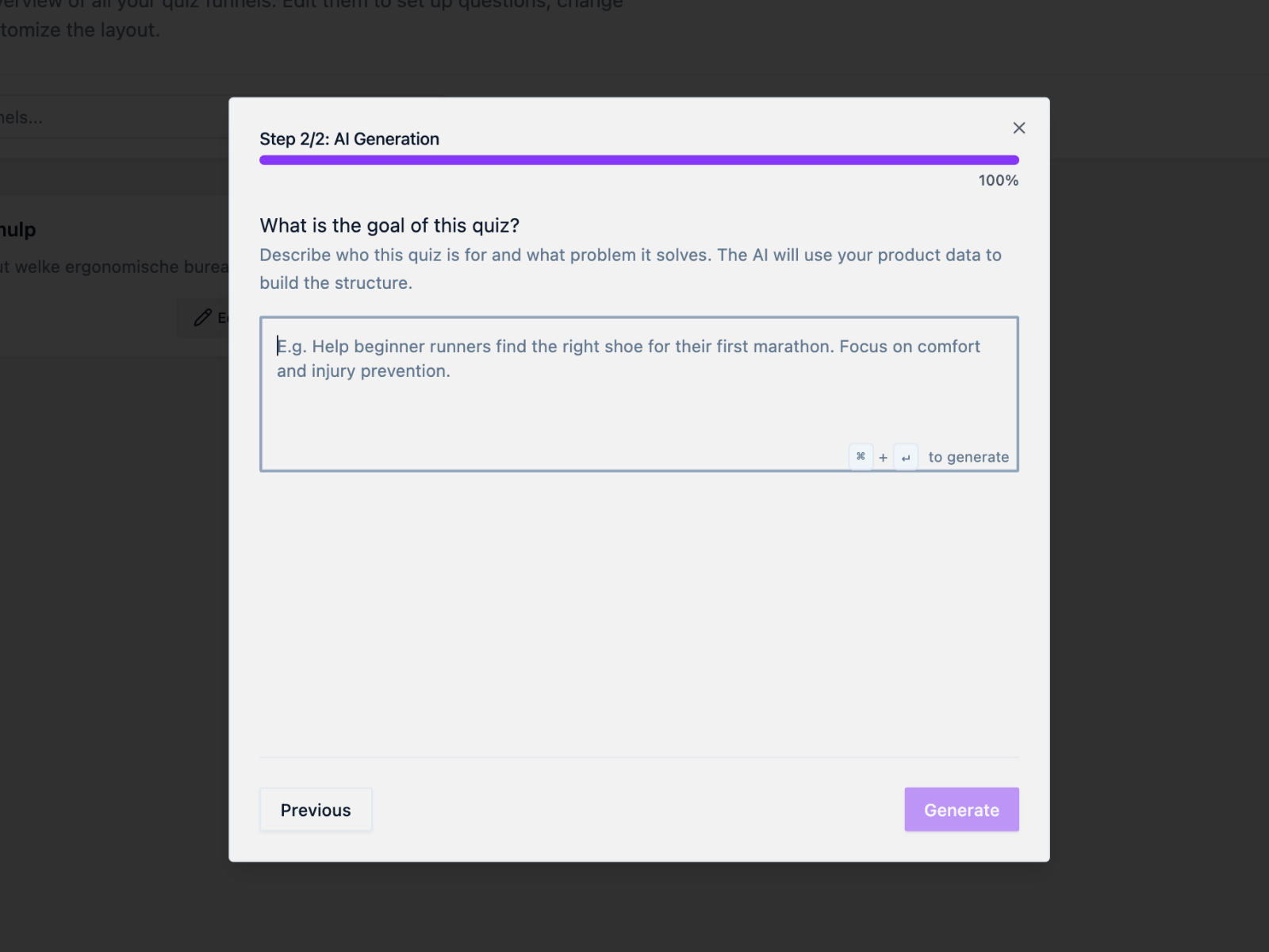 Generate a quiz with AI